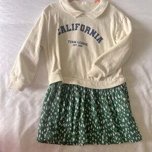Zara toddler Cream and Green California Team League Dress